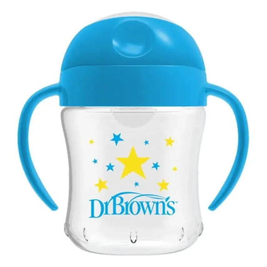 Dr Browns Silikon Su Oluklu Alıştırma Bardağı Yıldız Desenli Mavi180 ml - 1
