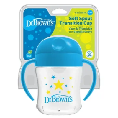 Dr Browns Silikon Su Oluklu Alıştırma Bardağı Yıldız Desenli Mavi180 ml - 3