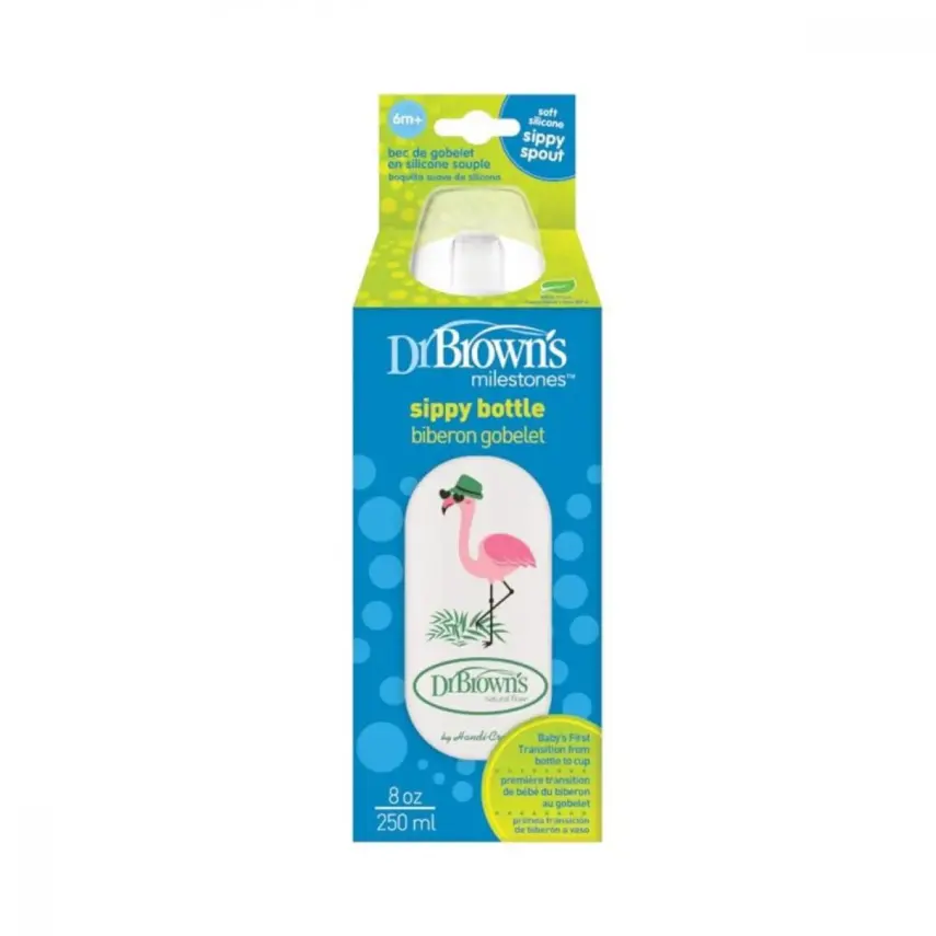 Dr Browns Sippy Spout Dar Ağız PP Biberon 250 ml Flamingo - 2