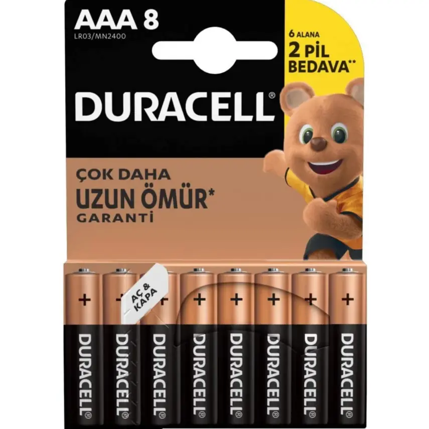 Duracell AAA İnce Kalem Pil 6+2 Li - 1
