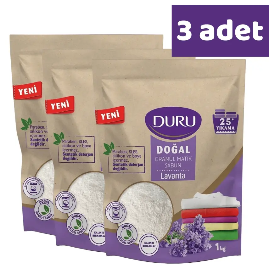 Duru Doğal Granül Matik Sabun Lavanta 1000 gr x 3 Adet - 1