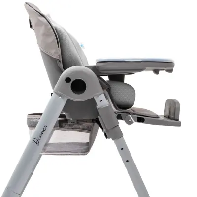 Duux Dinner Mama Sandalyesi Portatif Katlanır Yükseklik Ayarlı Tekerlekli İçi Pedli Gri - 2