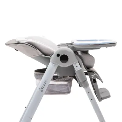 Duux Dinner Mama Sandalyesi Portatif Katlanır Yükseklik Ayarlı Tekerlekli İçi Pedli Gri - 4