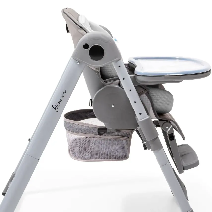Duux Dinner Mama Sandalyesi Portatif Katlanır Yükseklik Ayarlı Tekerlekli İçi Pedli Gri - 7