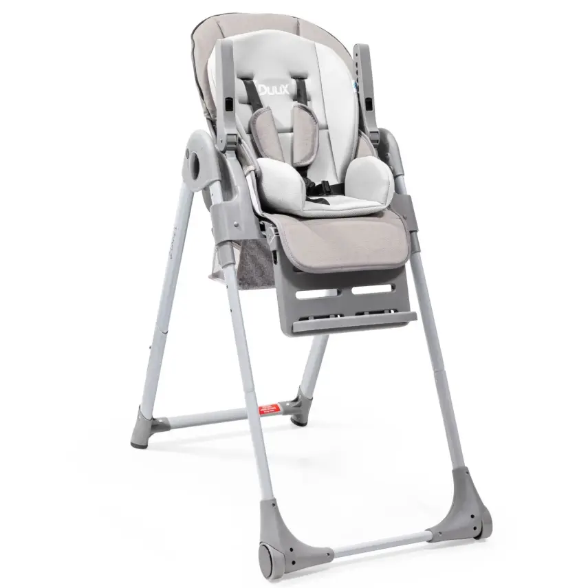 Duux Dinner Mama Sandalyesi Portatif Katlanır Yükseklik Ayarlı Tekerlekli İçi Pedli Gri - 3