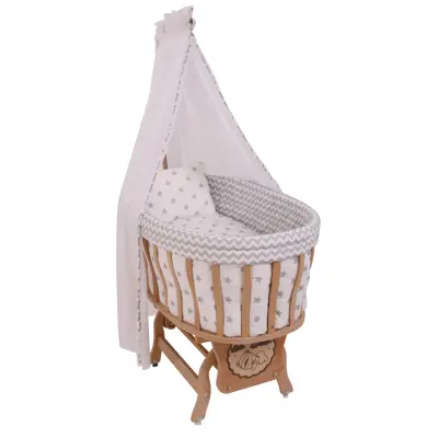Duux Naturel Sepet Beşik-Uyku Seti Gri Yıldız Zigzag
