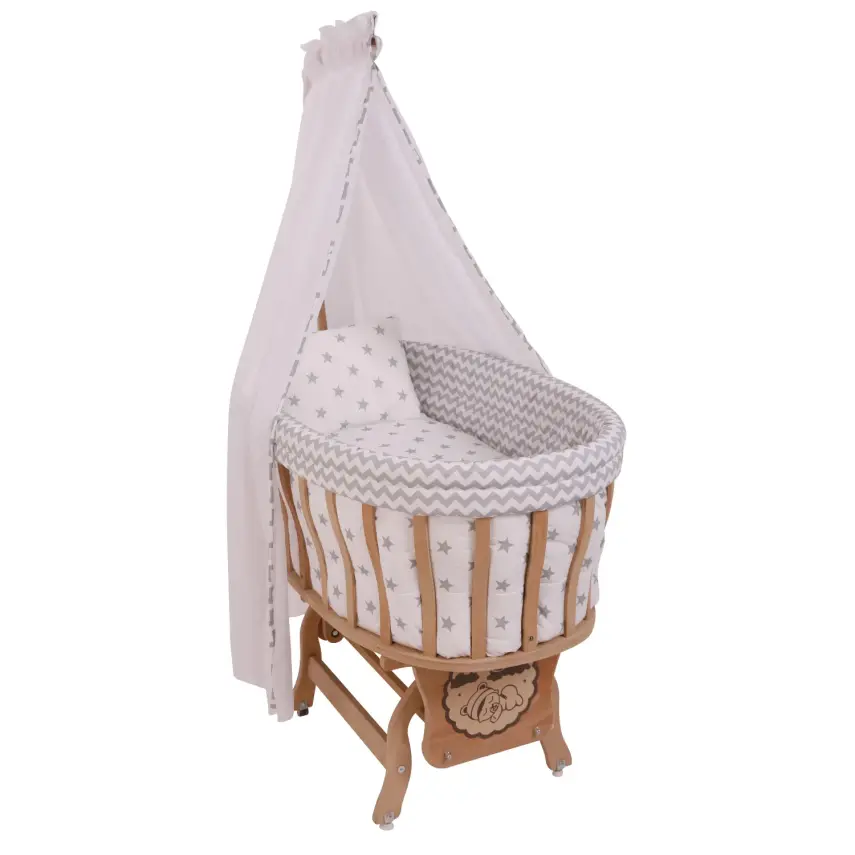 Duux Naturel Sepet Beşik-Uyku Seti Gri Yıldız Zigzag - 1