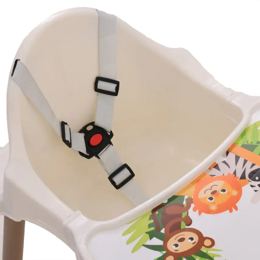 Duux Orman Desenli Portatif Katlaması Kolay Hafif 5 Nokta Emniyet Kemerli Basic Mama Sandalyesi Krem - 7