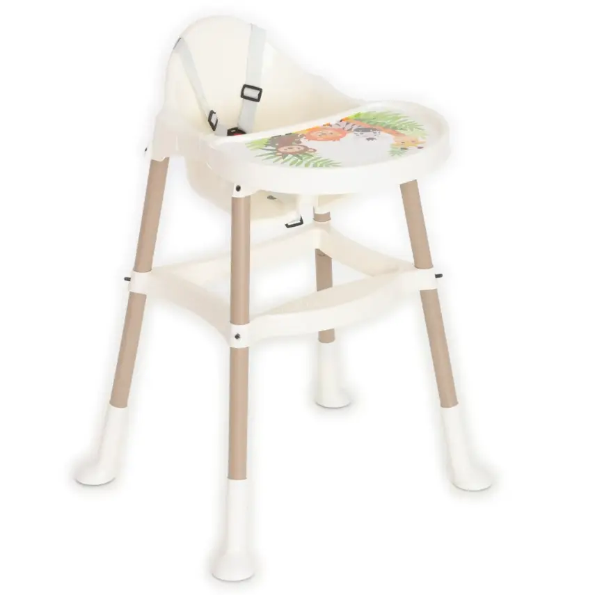 Duux Orman Desenli Portatif Katlaması Kolay Hafif 5 Nokta Emniyet Kemerli Basic Mama Sandalyesi Krem - 1