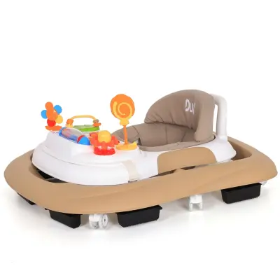 Duux Plano Oyuncaklı Müzikli 3 Kademeli Örümcek Bebek Yürüteci Kahverengi - 5