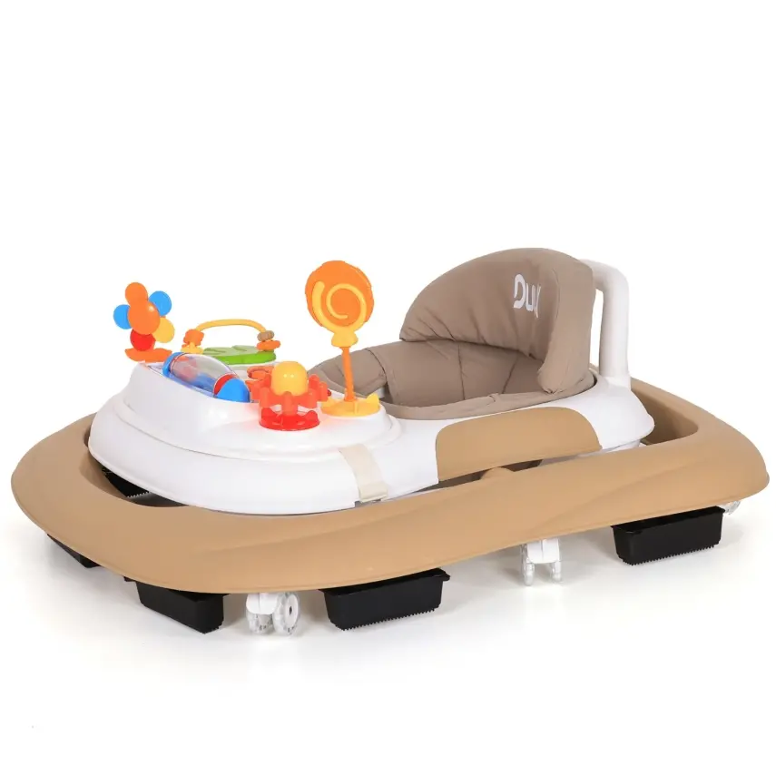 Duux Plano Oyuncaklı Müzikli 3 Kademeli Örümcek Bebek Yürüteci Kahverengi - 5