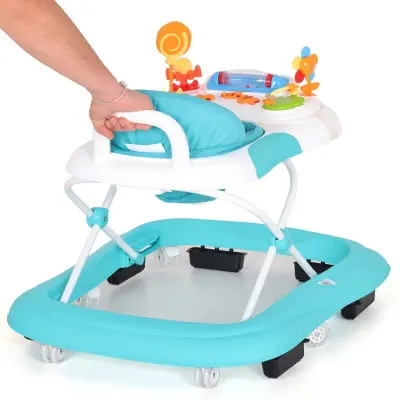 Duux Plano Oyuncaklı Müzikli 3 Kademeli Örümcek Bebek Yürüteci Turkuaz - 7