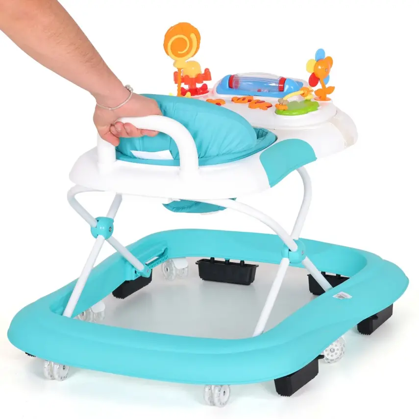 Duux Plano Oyuncaklı Müzikli 3 Kademeli Örümcek Bebek Yürüteci Turkuaz - 7