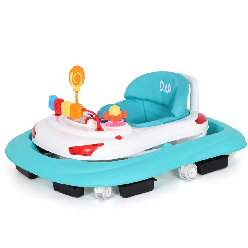 Duux Plano Oyuncaklı Müzikli 3 Kademeli Örümcek Bebek Yürüteci Turkuaz - 12