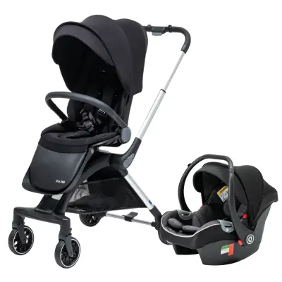 Duux Pro 360°Dönebilen Çift Yönlü Travel Sistem-Seyahat Sistem Bebek Arabası Black (1)