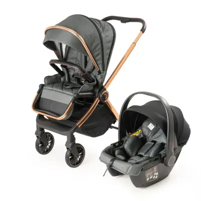 Duux Pro Max2 I-Size Çift Yönlü Kolay Katlanabilen Su Geçirmeyen Travel Sistem-Seyahat Sistem Bebek Arabası Yağmurluk Hediyeli Green (1)