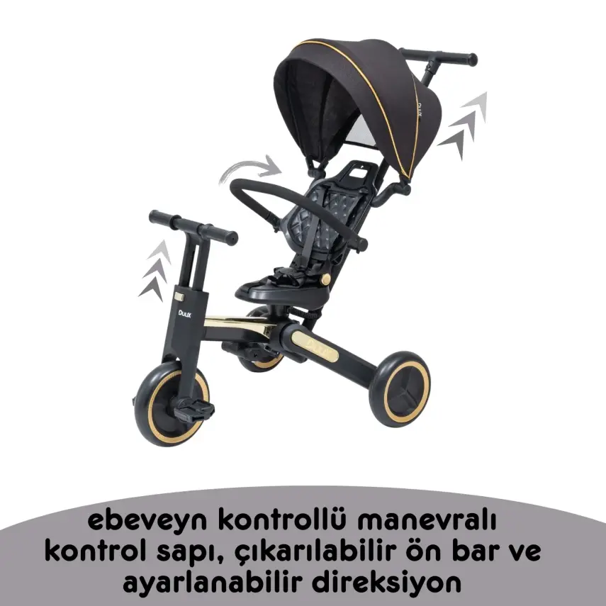 Duux Trike 7 in 1 Katlanır Üç Tekerlekli Çocuk Bisikleti Siyah - 13
