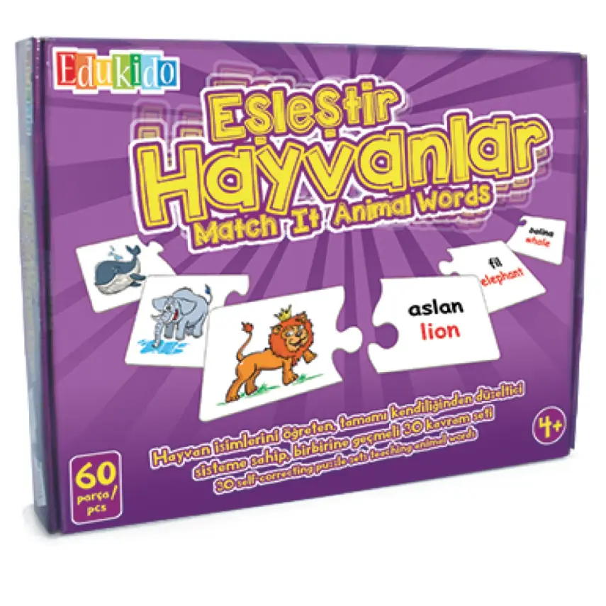 Edukido Eşleştir Hayvanlar Mukavva Puzzle - 1