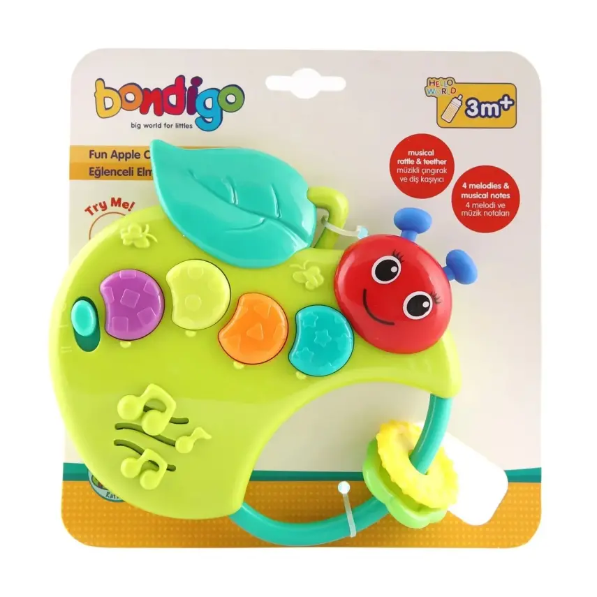 Eğlenceli Elma Tırtılı - Işıklı Müzikli Diş Kaşıyıcı ve Çıngırak - 2