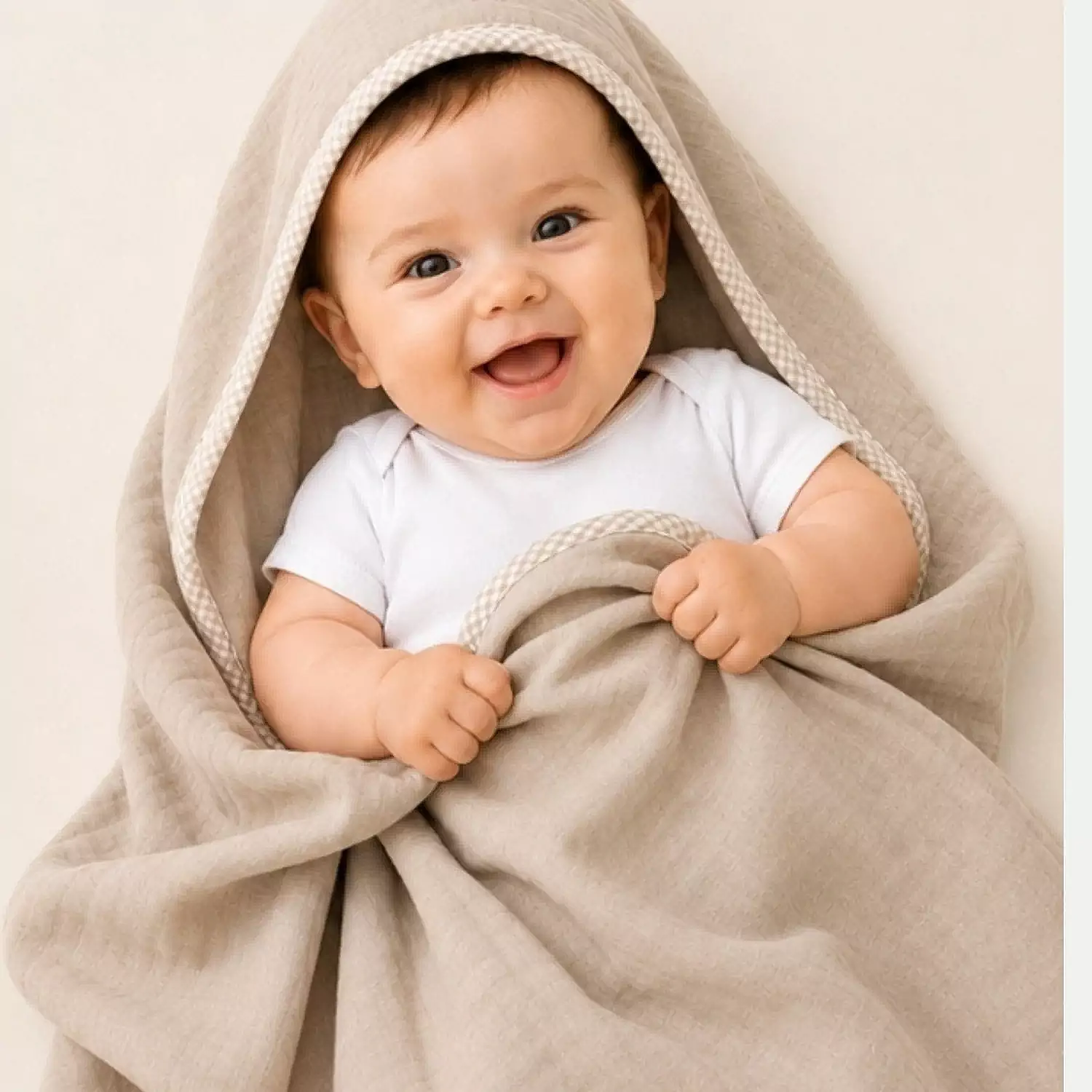 Ella Bonna Bebek Müslin %100 Pamuk Havlu Kundak  80x80cm Taş