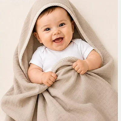 Ella Bonna Bebek Müslin %100 Pamuk Havlu Kundak  80x80cm Taş