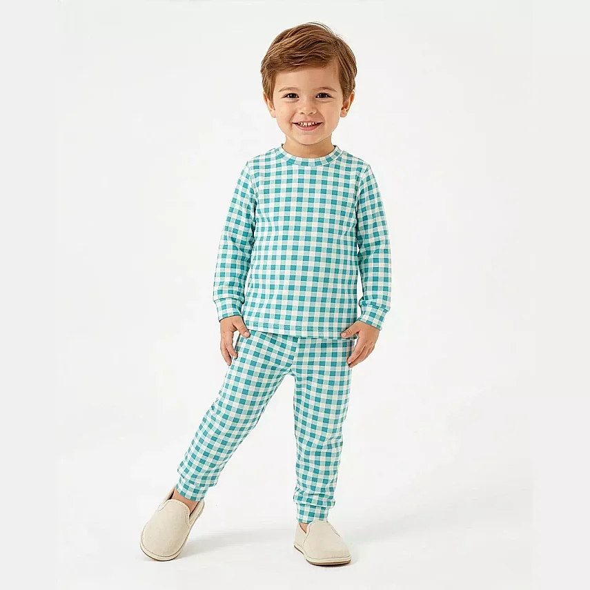 Ella Bonna Pijama Takımı Mavi Ekose - 2