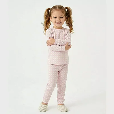 Ella Bonna Pijama Takımı Pembe Ekose - 3