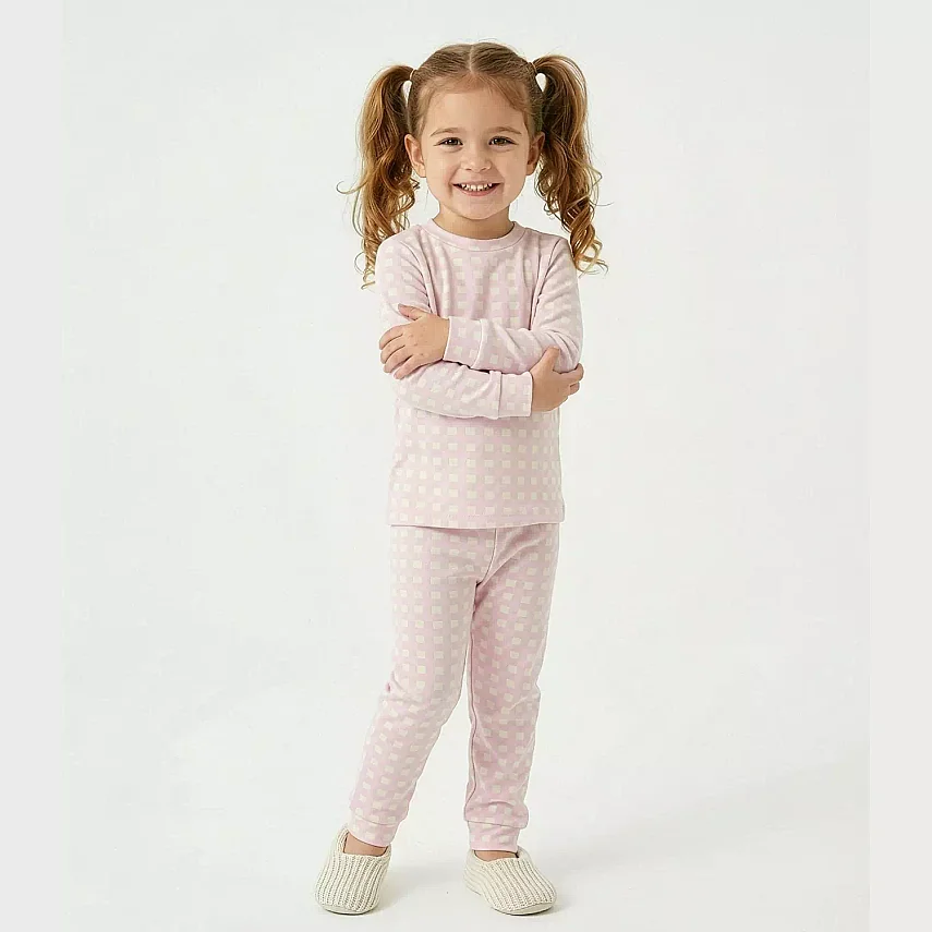 Ella Bonna Pijama Takımı Pembe Ekose - 3