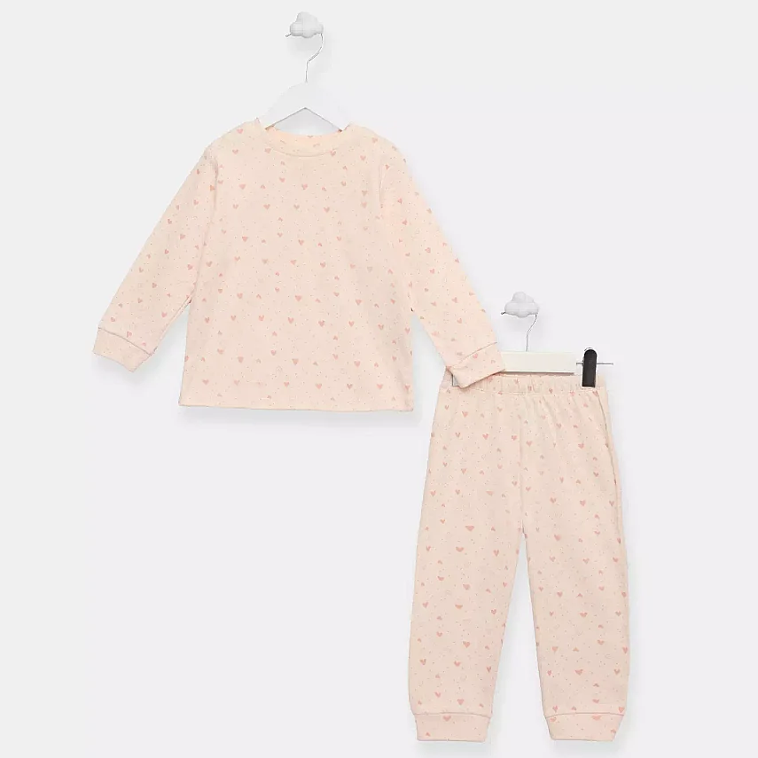 Ella Bonna Pijama Takımı Somon Kalp - 1