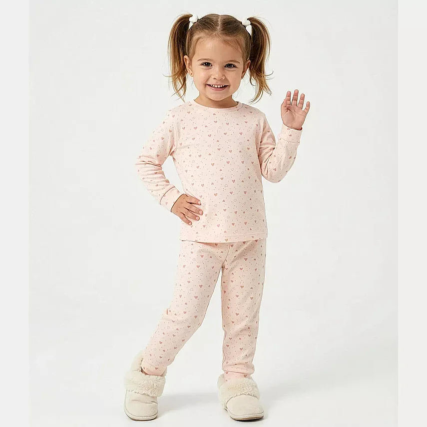 Ella Bonna Pijama Takımı Somon Kalp - 2