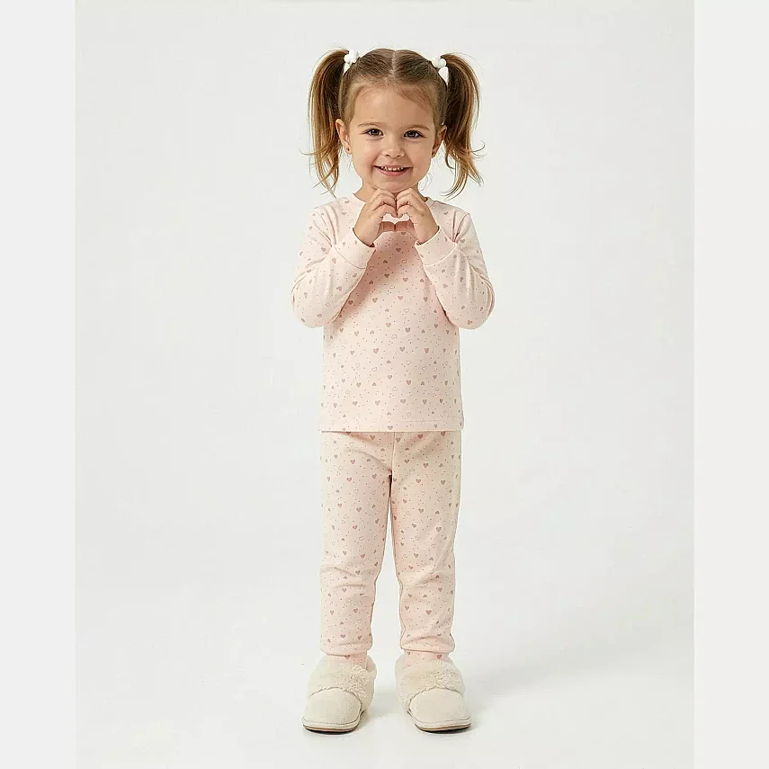 Ella Bonna Pijama Takımı Somon Kalp - 3