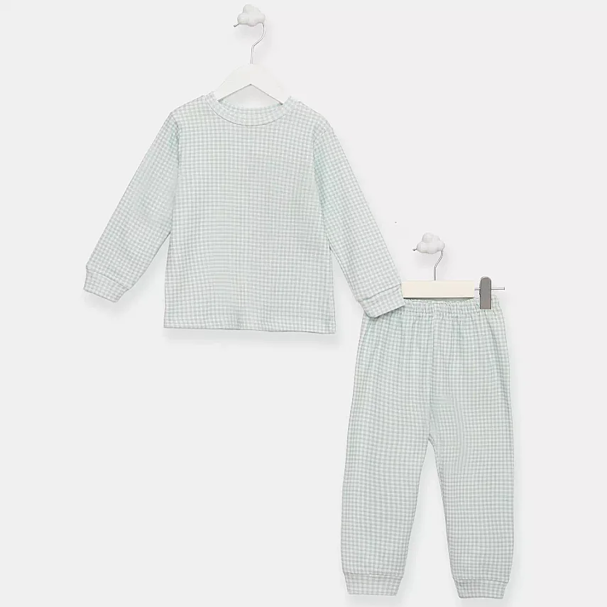 Ella Bonna Pijama Takımı Yeşil Ekose - 1