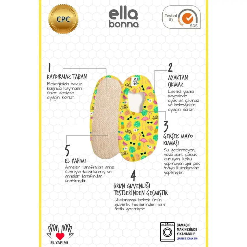 Ella Bonna Unisex Deniz Patiği Kaydırmaz Taban Gökkuşağı - 3