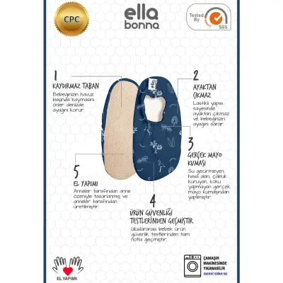 Ella Bonna Unisex Deniz Patiği Kaydırmaz Taban Yengeç ve Balık - 3