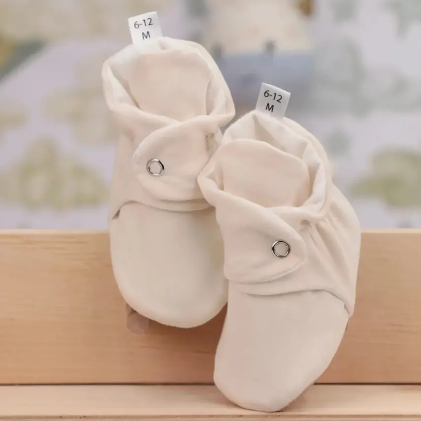 Ella Bonna Unisex Ev Botu Organik Pamuk Kaydırmaz Taban Basic Bej - 6