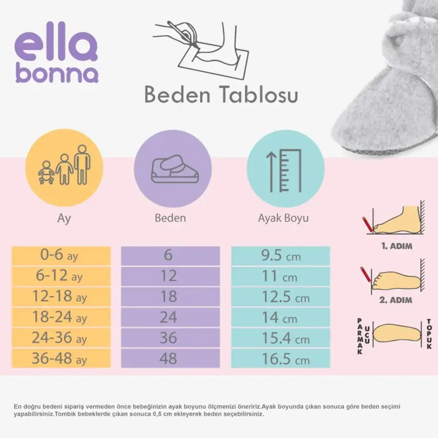 Ella Bonna Unisex Ev Botu Organik Pamuk Kaydırmaz Taban Basic Bej - 3