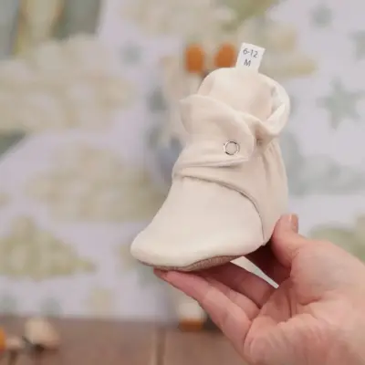 Ella Bonna Unisex Ev Botu Organik Pamuk Kaydırmaz Taban Basic Bej - 4