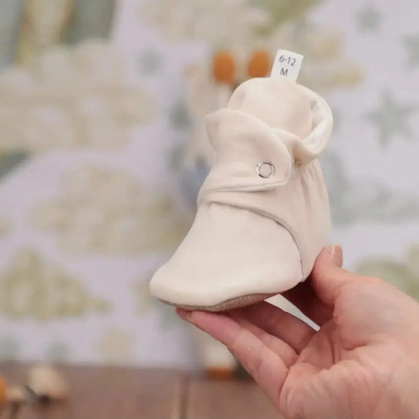 Ella Bonna Unisex Ev Botu Organik Pamuk Kaydırmaz Taban Basic Bej - 4