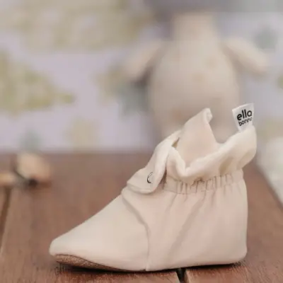 Ella Bonna Unisex Ev Botu Organik Pamuk Kaydırmaz Taban Basic Bej - 5