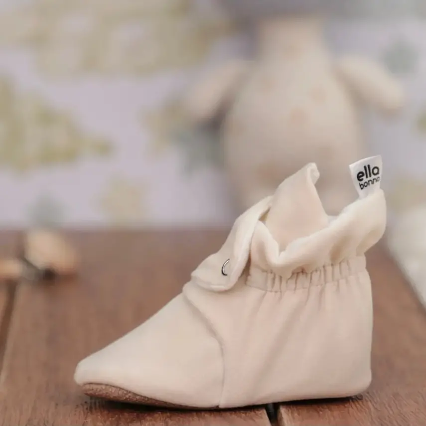 Ella Bonna Unisex Ev Botu Organik Pamuk Kaydırmaz Taban Basic Bej - 5