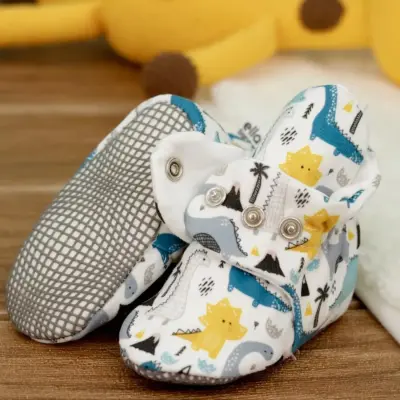 Ella Bonna Unisex Ev Botu Organik Pamuk Kaydırmaz Taban Dinazor - 3