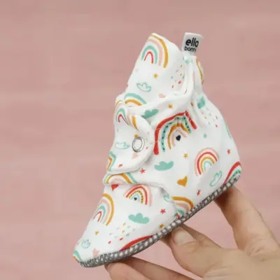 Ella Bonna Unisex Ev Botu Organik Pamuk Kaydırmaz Taban Gökkuşağı - 4