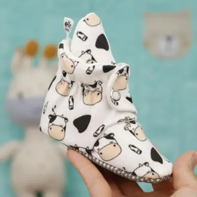 Ella Bonna Unisex Ev Botu Organik Pamuk Kaydırmaz Taban İnek (1)