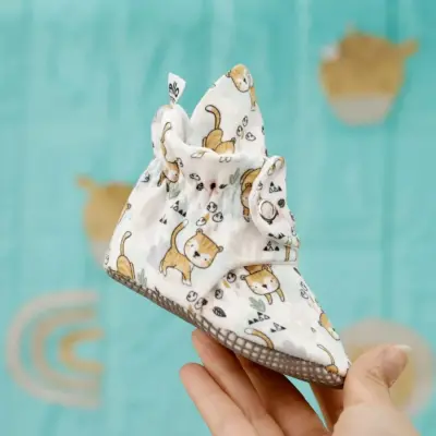 Ella Bonna Unisex Ev Botu Organik Pamuk Kaydırmaz Taban Kedi - 7