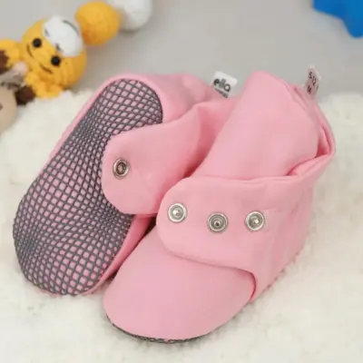 Ella Bonna Unisex Ev Botu Organik Pamuk Kaydırmaz Taban Pembe (1)