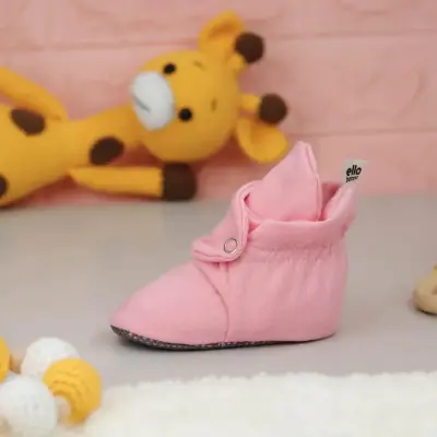 Ella Bonna Unisex Ev Botu Organik Pamuk Kaydırmaz Taban Pembe - 5