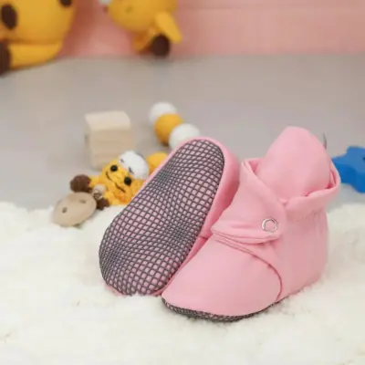 Ella Bonna Unisex Ev Botu Organik Pamuk Kaydırmaz Taban Pembe - 6