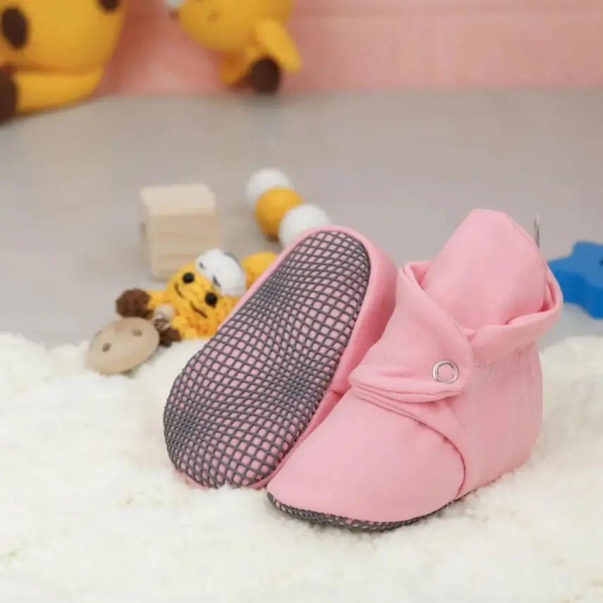 Ella Bonna Unisex Ev Botu Organik Pamuk Kaydırmaz Taban Pembe - 6