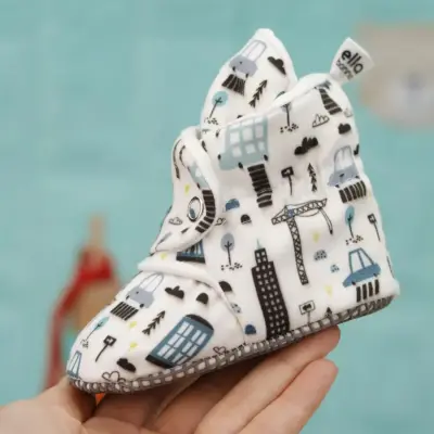 Ella Bonna Unisex Ev Botu Organik Pamuk Kaydırmaz Taban Şehir Hayatı - 3