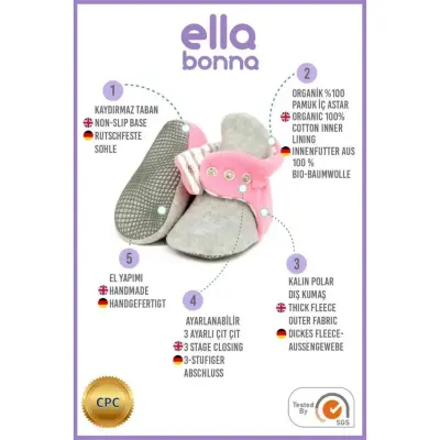 Ella Bonna Unisex Panduf Kaydırmaz Taban Gri - Pembe - 3